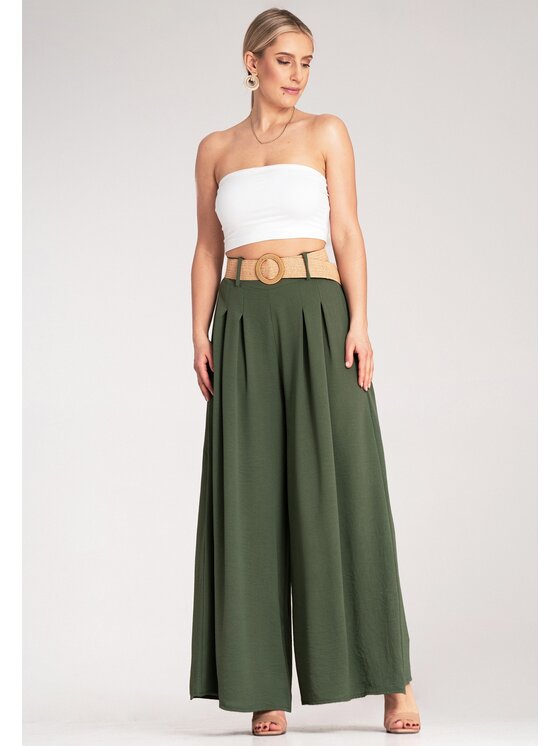 FIGL FIGL Pantaloni di tessuto M1160 Verde Loose Fit