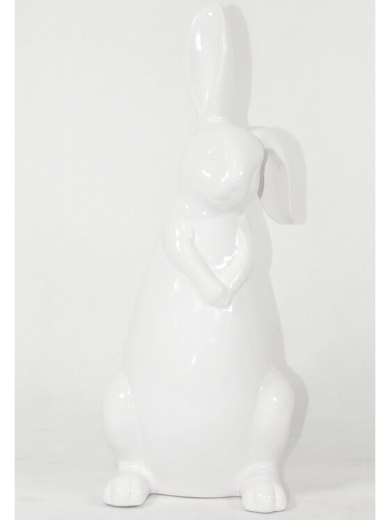 MIAhome MIAhome Figurka siedzący biały królik z klapniętym uszkiem 33x12x16 cm Biały