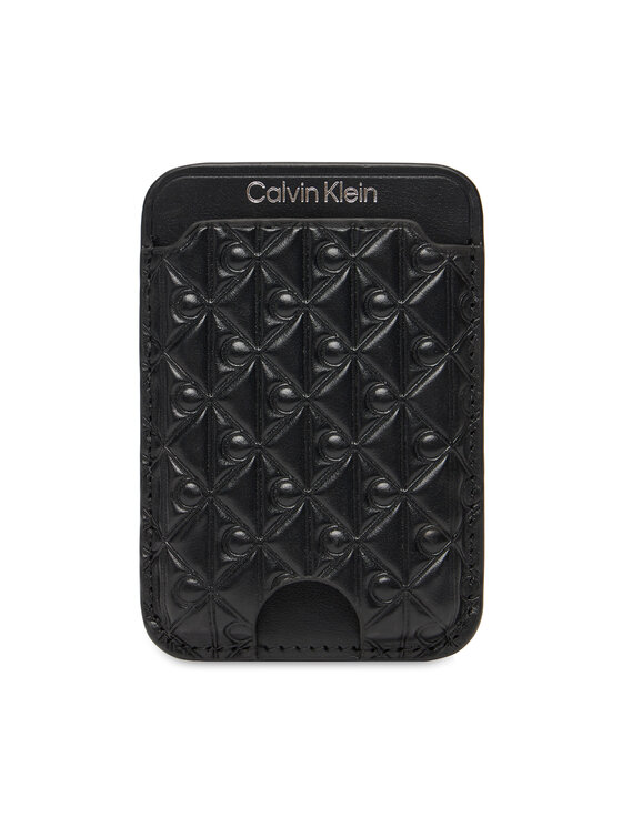 Calvin Klein Calvin Klein Custodie per carte di credito Aop Leather Magnetic Card Case LV04F1100G Nero