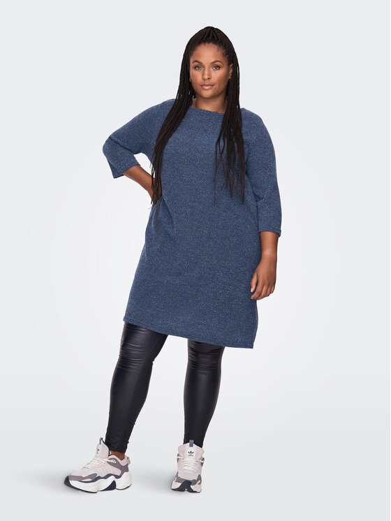 ONLY Carmakoma ONLY Carmakoma Pletena obleka 15196520 Mornarsko modra Loose Fit