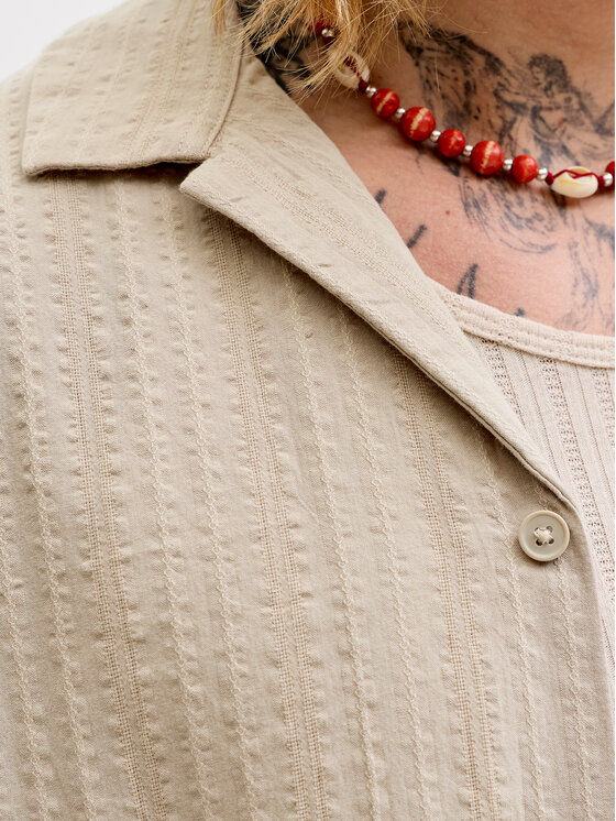 Jack & Jones Jack & Jones Súprava košeľa a športové šortky Tyson 12297649 Béžová Relaxed Fit