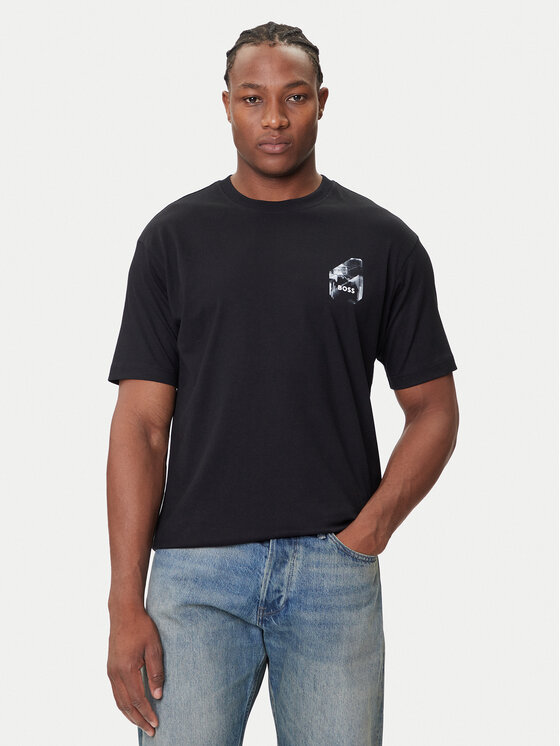 BOSS BOSS Tricou 50546374 Negru Relaxed Fit