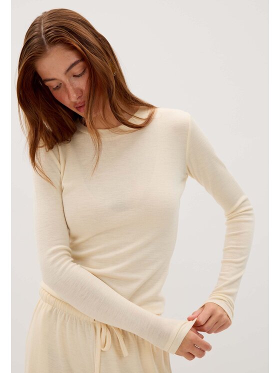 Mirons Mirons Komplet bluzka i spodnie soft Kremowy Regular Fit