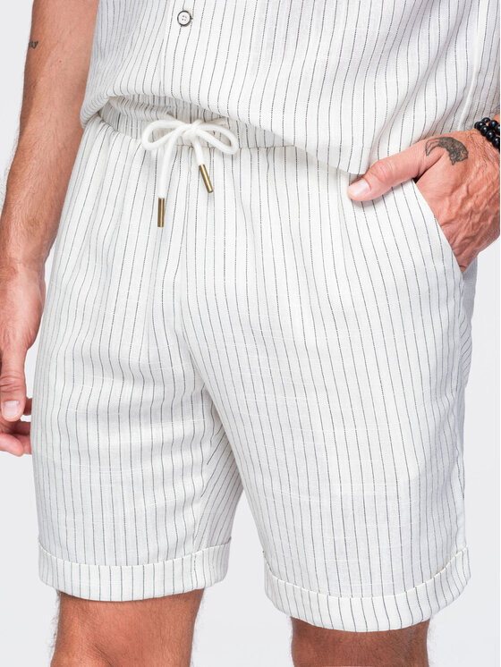 Ombre Ombre Szorty materiałowe OM-SRCS-0208 Biały Regular Fit