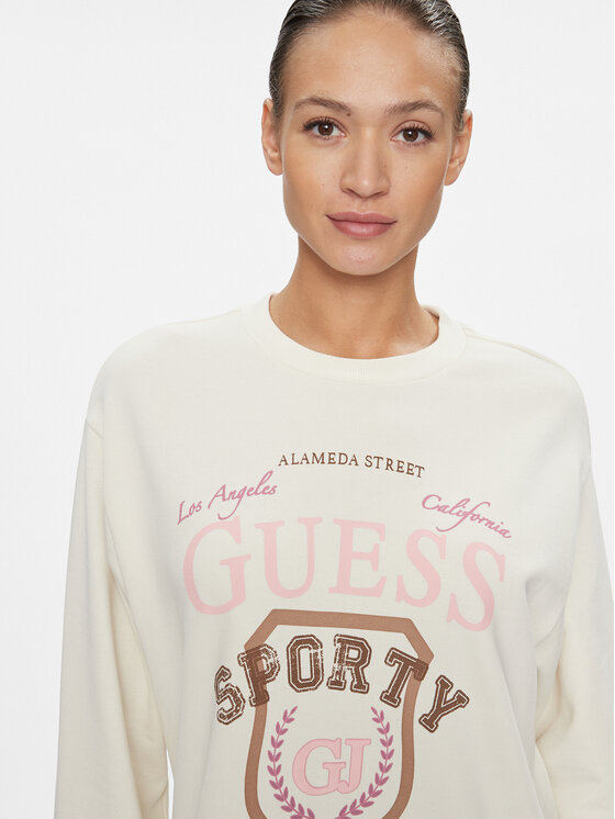 Guess Guess Majica dugih rukava Graphic V4RQ11 K68I0 Écru Regular Fit