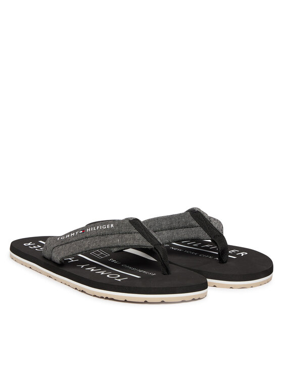 Tommy Hilfiger Tommy Hilfiger Žabky Hilfiger Chambray Beach Sandal FM0FM05751 Sivá
