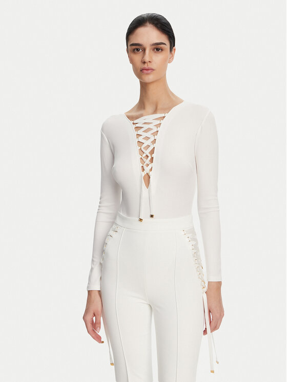 Elisabetta Franchi Elisabetta Franchi Body BO-019-51E2-V350 Alb Slim Fit