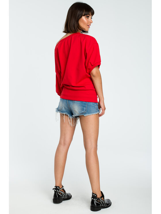 BeWear BeWear Bluza B079 Czerwony Baggy Fit