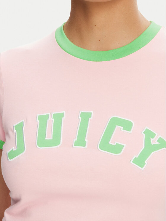 Juicy Couture Juicy Couture Футболка Collegiate Ringer JCWCT125320 Рожевий Slim Fit