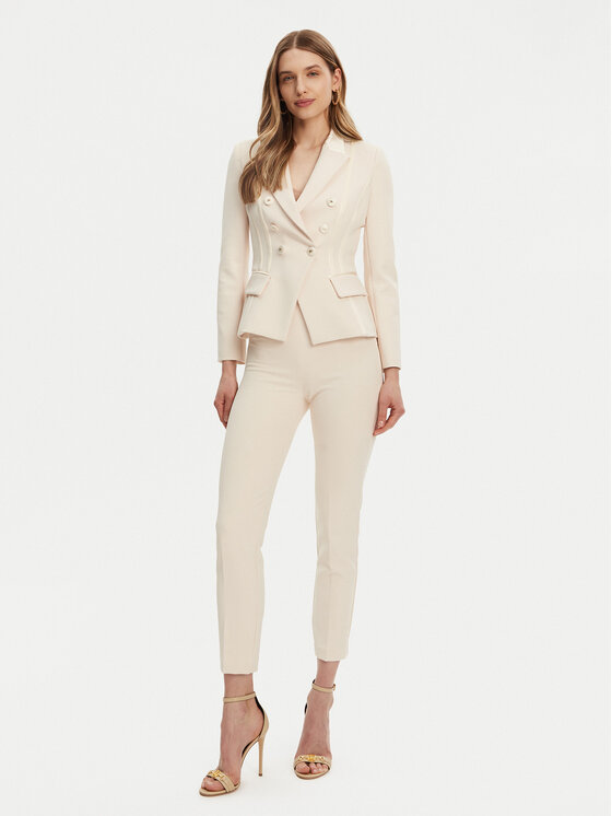 Elisabetta Franchi Elisabetta Franchi Bavlnené nohavice PA-077-51E2-V320 Écru Regular Fit