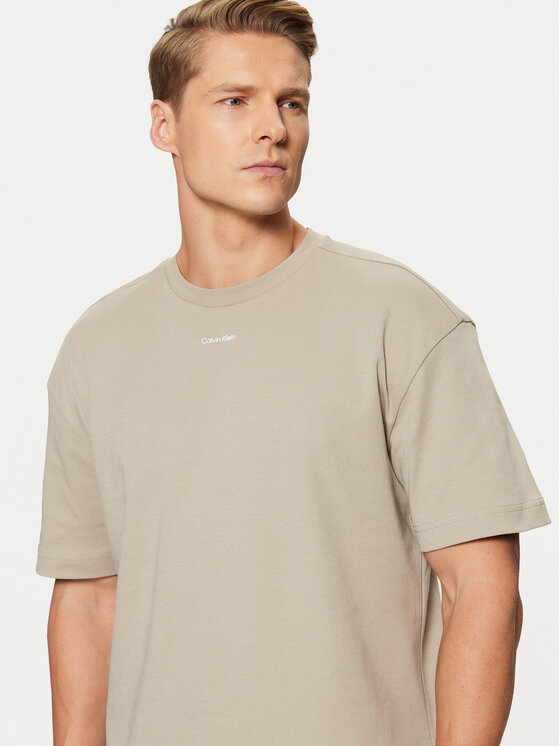 Calvin Klein Calvin Klein Marškinėliai Nano Logo Interlock T-Shirt K10K112487 Smėlio Regular Fit