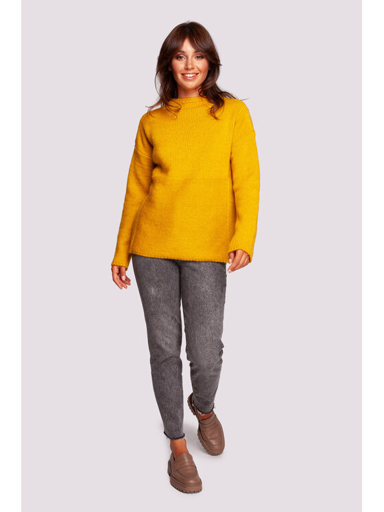BeWear BeWear Sweter BK091 Żółty Modern Fit