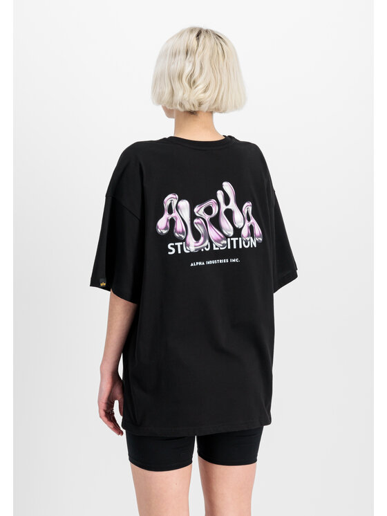 Alpha Industries Alpha Industries T-Shirt Studio Edition Backprint T-Shirt Women Czarny Loose Fit