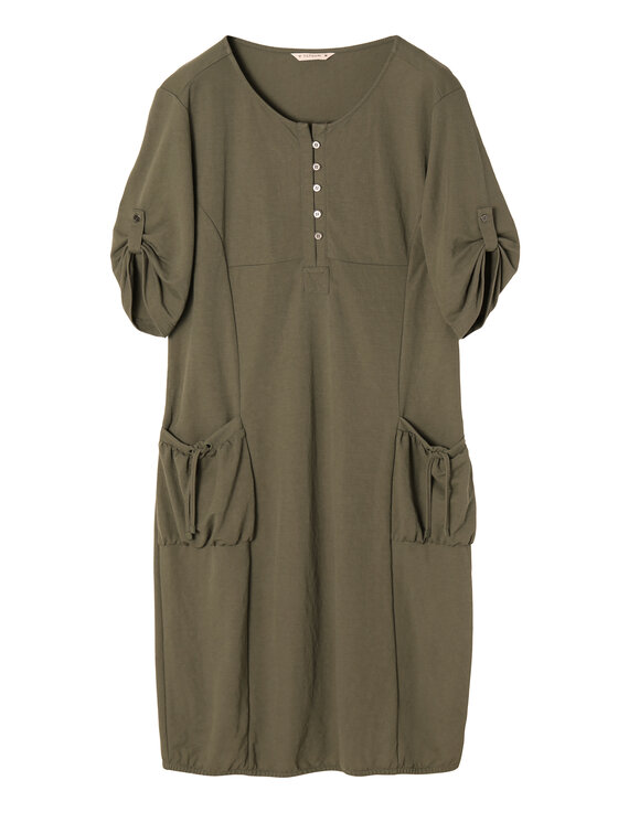 TATUUM TATUUM Sukienka dzianinowa LINIA Khaki Barrel Fit