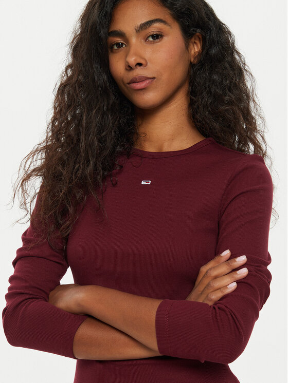 Tommy Jeans Tommy Jeans Bluse DW0DW17387 Dunkelrot Regular Fit