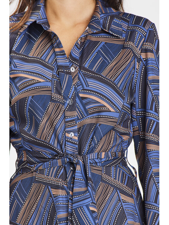 Awama Awama Vestito chemisier A665 Blu scuro Basic Fit
