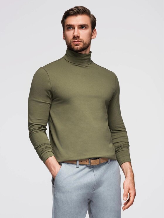 Ombre Ombre Longsleeve OM-LSCL-0130 Zielony Slim Fit