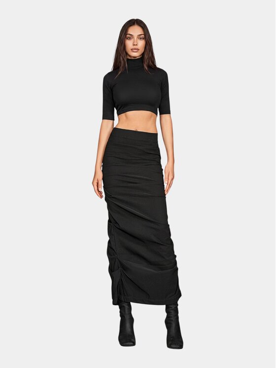 MADE BY SOCIETY MADE BY SOCIETY Spódnica maxi Block Skirt 01 - F27603 Czarny Basic Fit