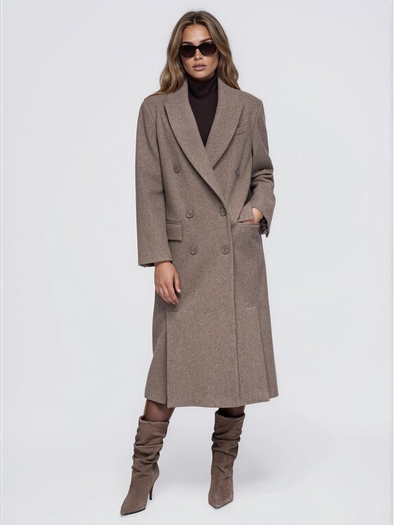 Ombre Ombre Płaszcz przejściowy OW-COLC-0130 Brązowy jasny Relaxed Fit