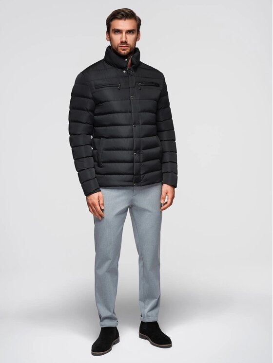 Ombre Ombre Kurtka przejściowa OM-JALP-0260 Czarny Regular Fit