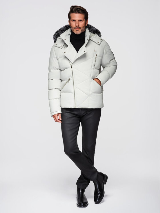 Ombre Ombre Kurtka zimowa OM-JAHP-0252 Szary Regular Fit