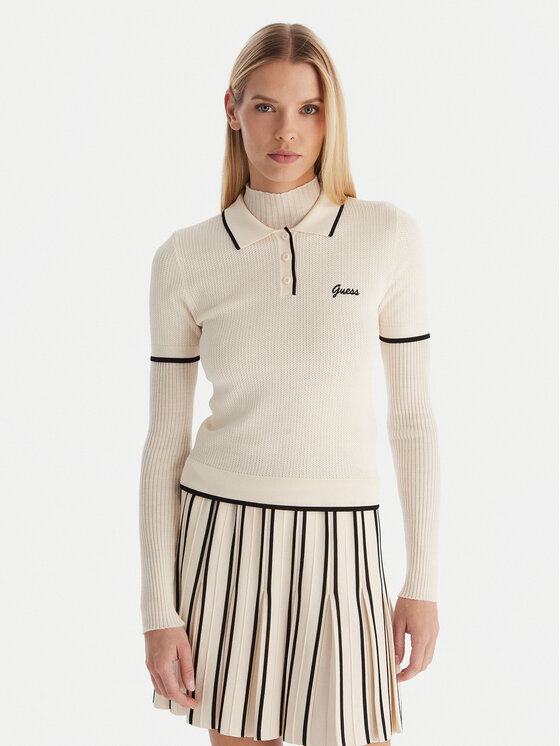 Guess Guess Polo Polo sweater Beżowy Slim Fit