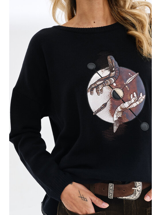 blue shadow blue shadow Sweter Orco Czarny Regular Fit