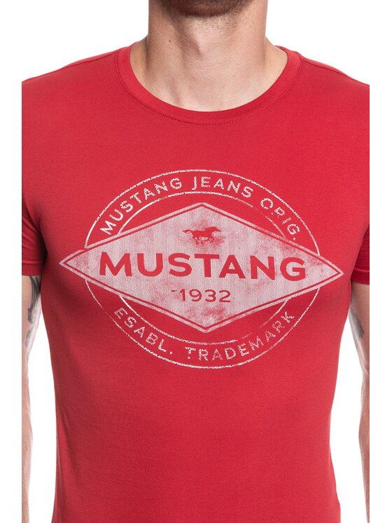 Mustang Mustang T-shirt AARON C PRINT Rosso Slim Fit