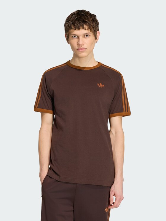 adidas adidas T-Shirt 3-Stripes Brązowy Regular Fit