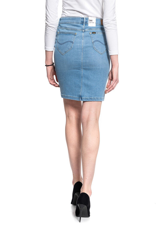 Lee Lee Spódnica mini PENCIL SKIRT Niebieski Regular Fit