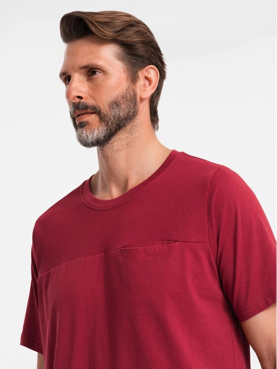 Ombre Ombre T-Shirt OM-TSCT-0171 Czerwony Loose Fit