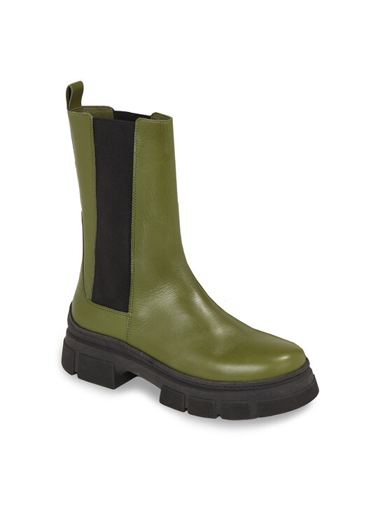 Tommy Hilfiger Tommy Hilfiger Kotníková obuv s elastickým prvkem Essential Leather Chelsea Boot FW0FW07490 Zelená