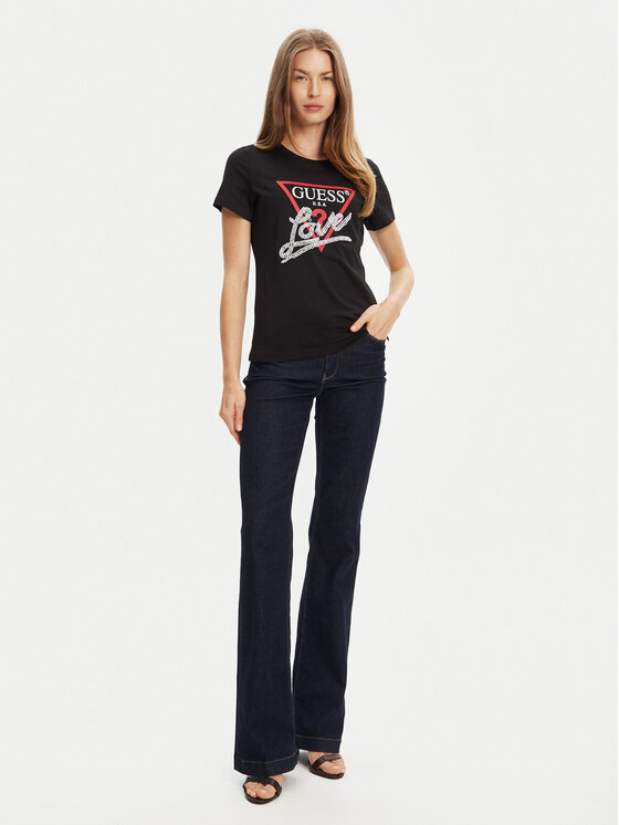 Guess Guess Tričko W5YI40 I3Z14 Čierna Regular Fit