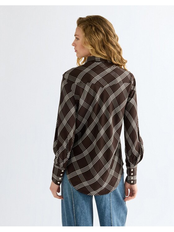 Wrangler Wrangler Koszula DRAMA COLLAR SHIRT Brązowy Regular Fit