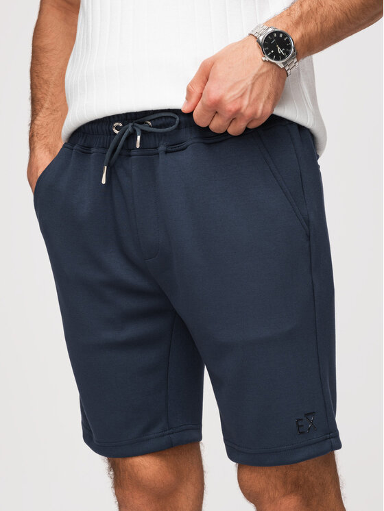 Ombre Ombre Szorty materiałowe OM-SRBC-0153 Granatowy Regular Fit