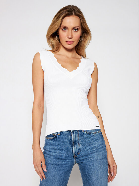Guess Guess Bluzka W1GR36 Z2U00 Biały Slim Fit
