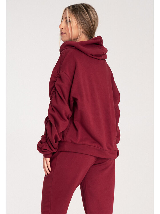 FIGL FIGL Mikina M1055 Bordová Loose Fit