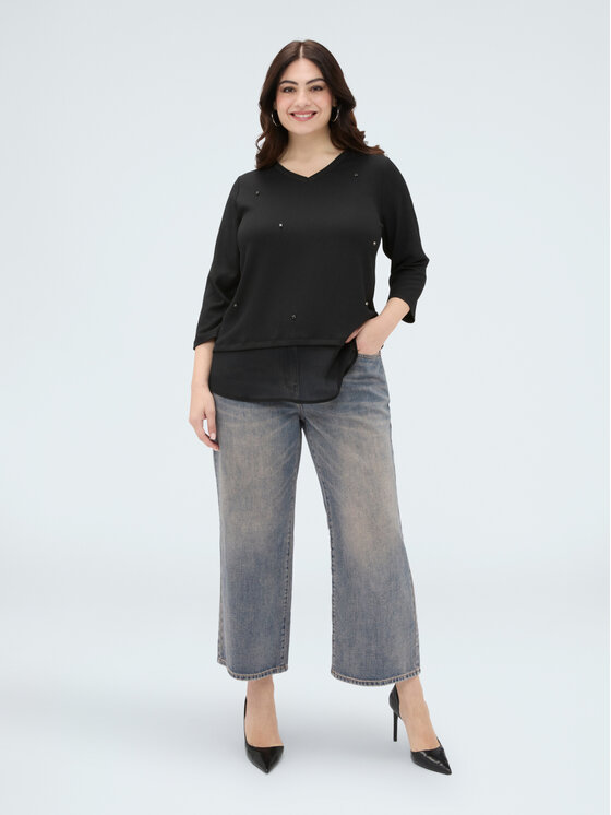 Fiorella Rubino Fiorella Rubino Bluzka G0BHL009204N033 Czarny Over Fit