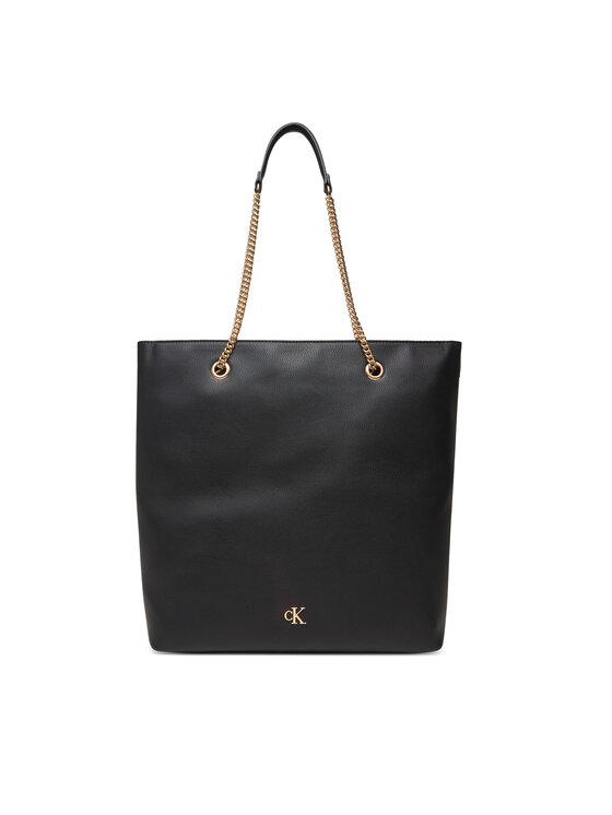 Geantă Calvin Klein Minimal Monogram Chain Tote LV04F3204G Negru