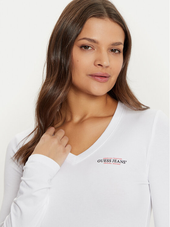 Guess Jeans Guess Jeans Bluse W4YI21 J1314 Weiß Slim Fit