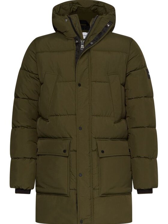 Calvin Klein Calvin Klein Пухено яке Crinkle Nylon Longlength Puffer Зелен Regular Fit