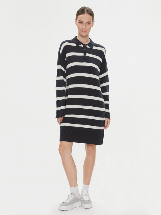 Tommy Hilfiger Tommy Hilfiger Sukienka dzianinowa WW0WW39931 Granatowy Relaxed Fit