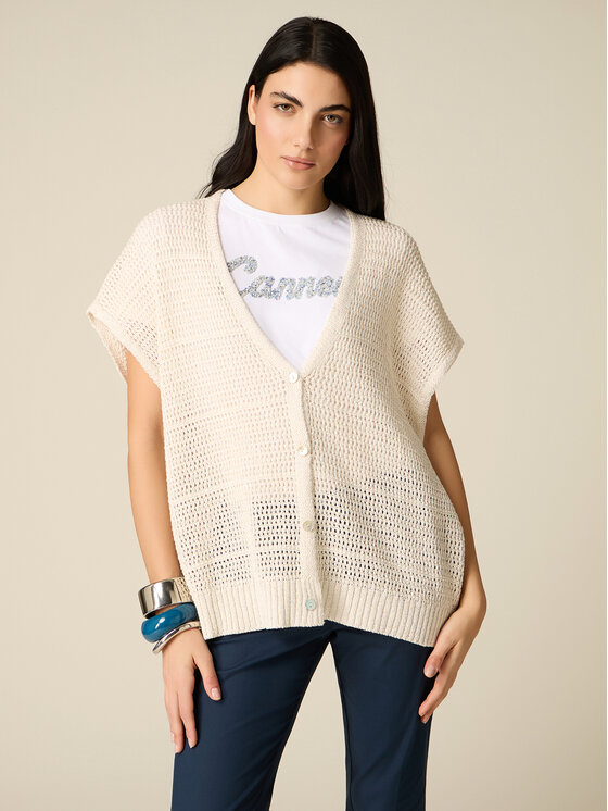 Oltre Oltre Kardigan M285E002314N002 Biały Regular Fit