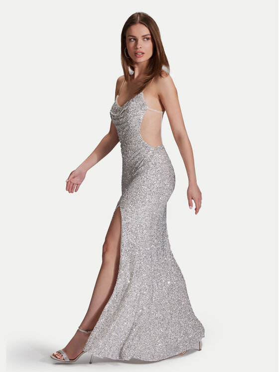 Hey Kyla Hey Kyla Večerna obleka 5AG070HK Srebrna Slim Fit