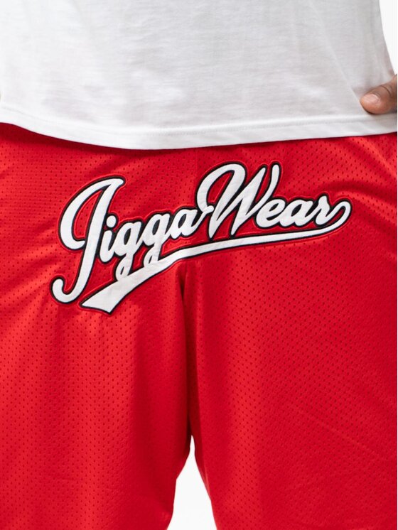Jigga Wear Jigga Wear Szorty sportowe Krótkie Spodenki Dresowe Czerwone / Białe Jigga Wear Baseball S Czerwony Regular Fit