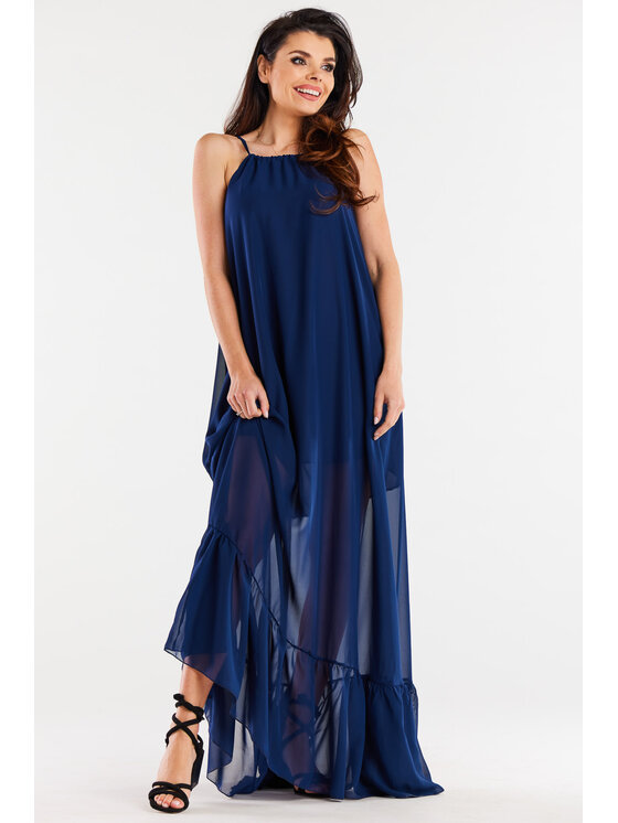 Awama Awama Sukienka letnia A516 Granatowy Basic Fit