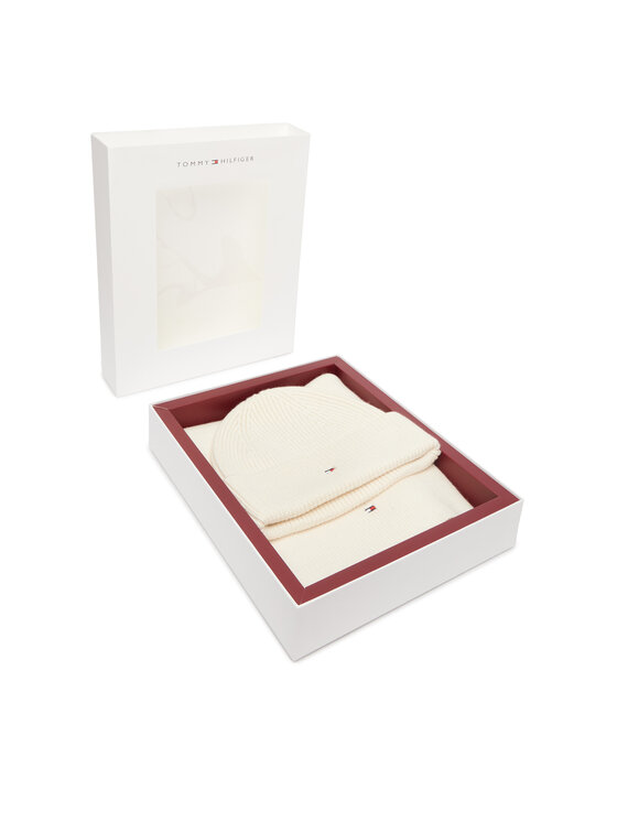 Tommy Hilfiger Tommy Hilfiger Set čiapka a šál AW0AW19136 Krémová
