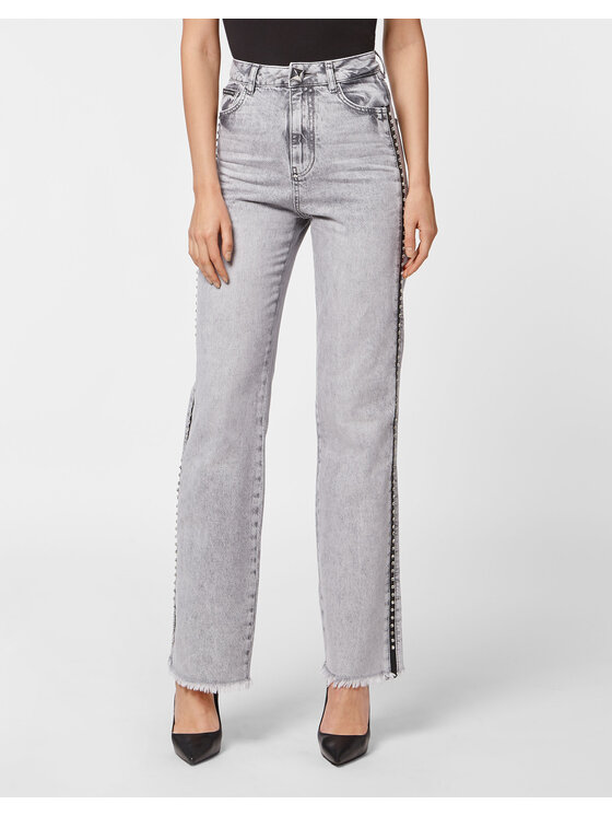 PHILIPP PLEIN PHILIPP PLEIN Jeansy 2281 Szary Palazzo Fit
