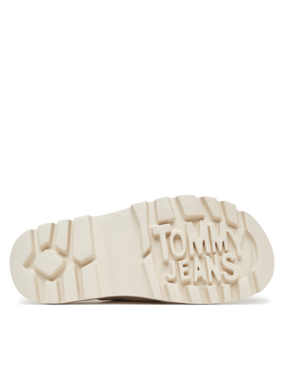 Tommy Jeans Tommy Jeans Şlapi Double Strap Sandal Suede EN0EN02797 Écru
