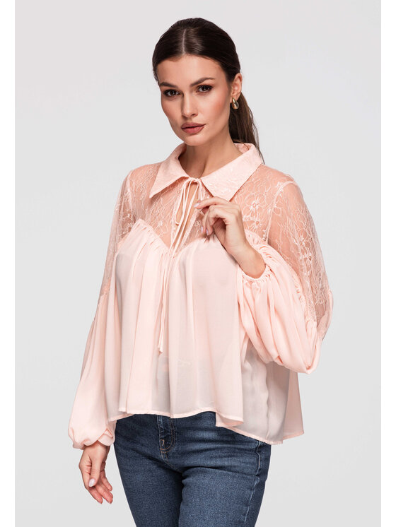 Ombre Ombre Bluzka OW-TS-E0026 Różowy Loose Fit